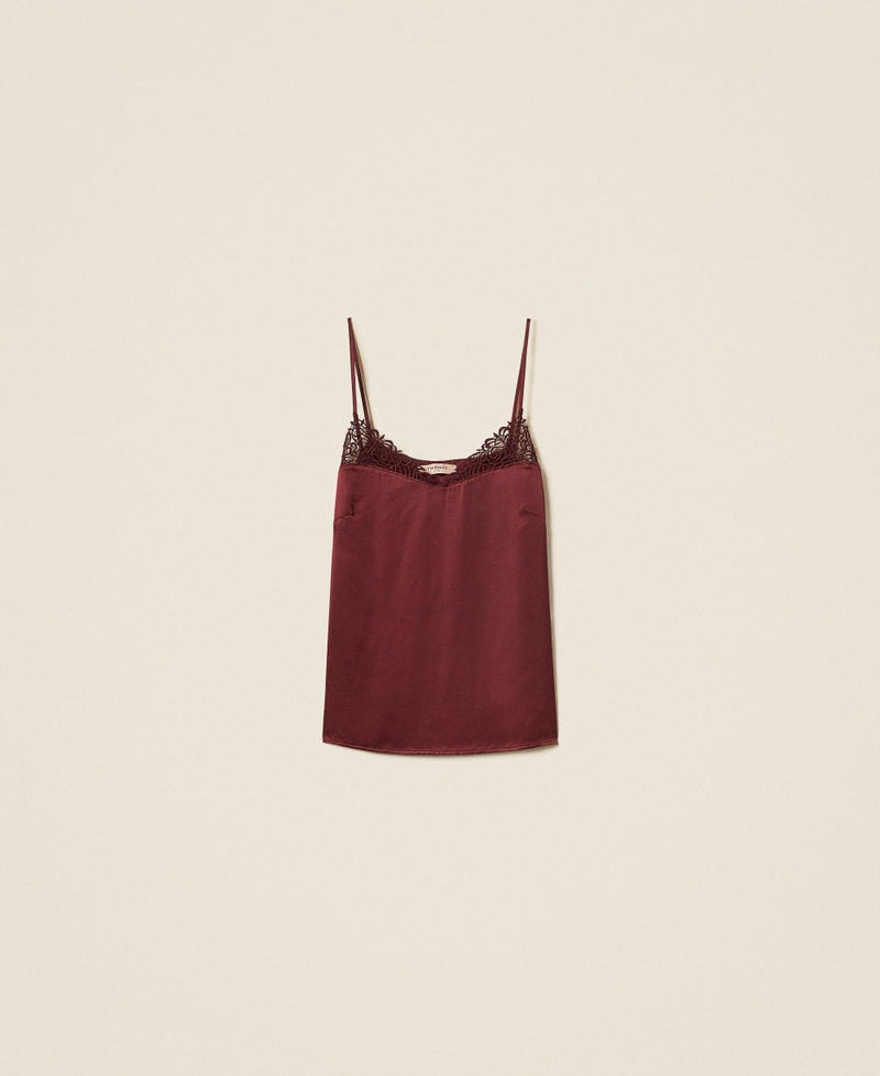 TWINSET Top Donna  in raso e pizzo
252TP2481 Winetasting