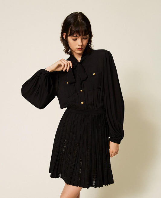 TWINSET Abito corto con gonna in maglia 262TP3081 Nero