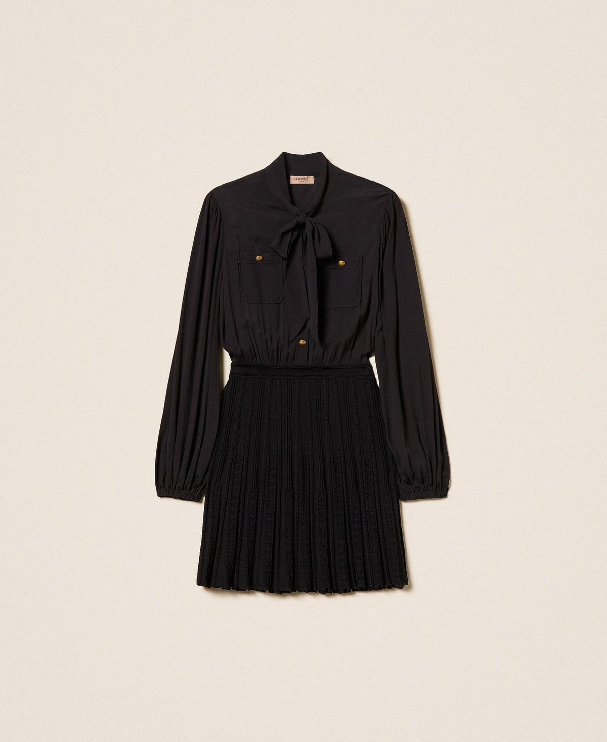 TWINSET Abito corto con gonna in maglia 262TP3081 Nero