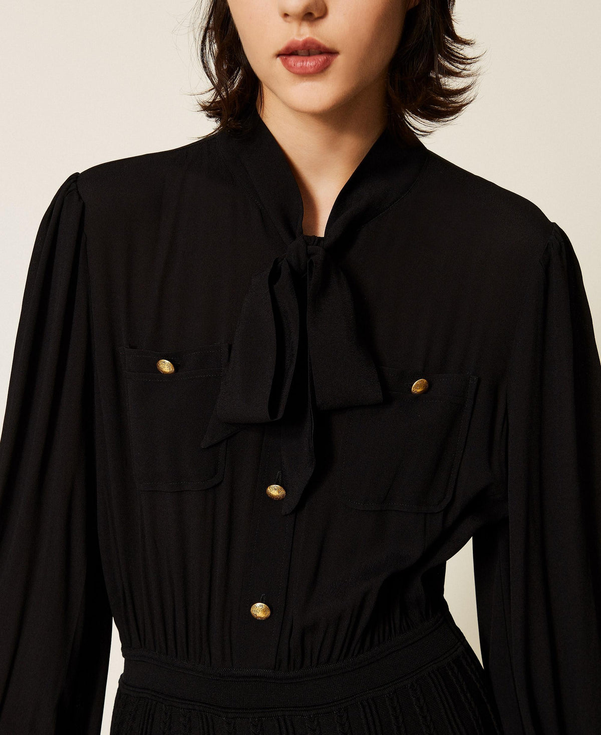 TWINSET Abito corto con gonna in maglia 262TP3081 Nero