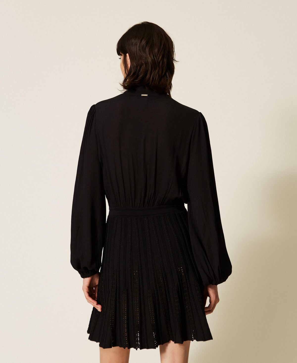 TWINSET Abito corto con gonna in maglia 262TP3081 Nero
