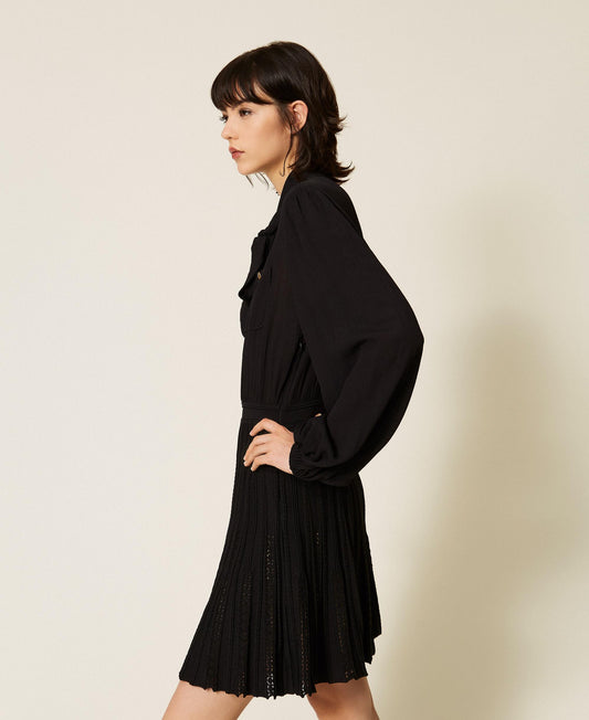 TWINSET Abito corto con gonna in maglia 262TP3081 Nero