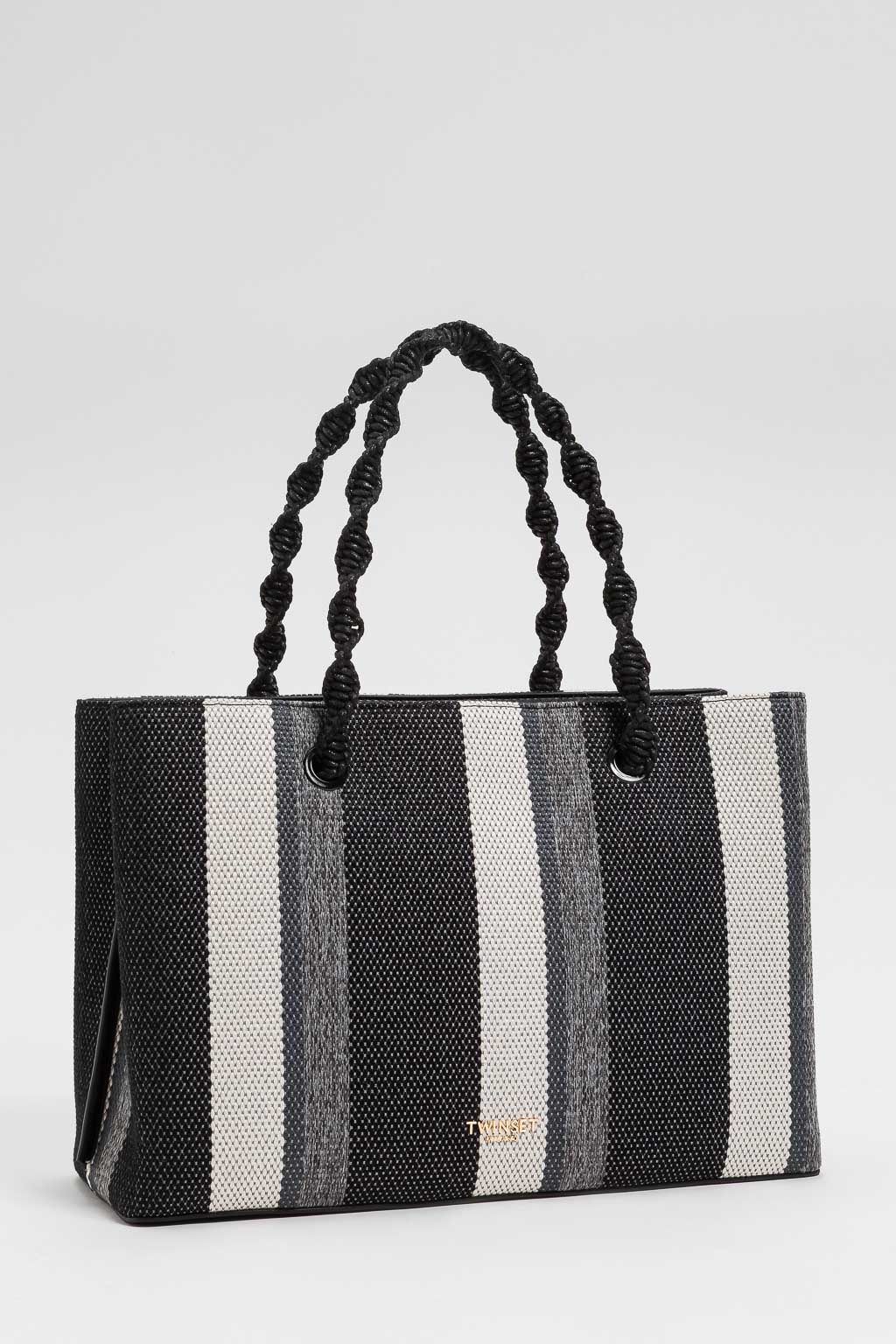 TWINSET Borsa Tote 261TD8061 Mul Neve Grigio Chiaro Melange Nero