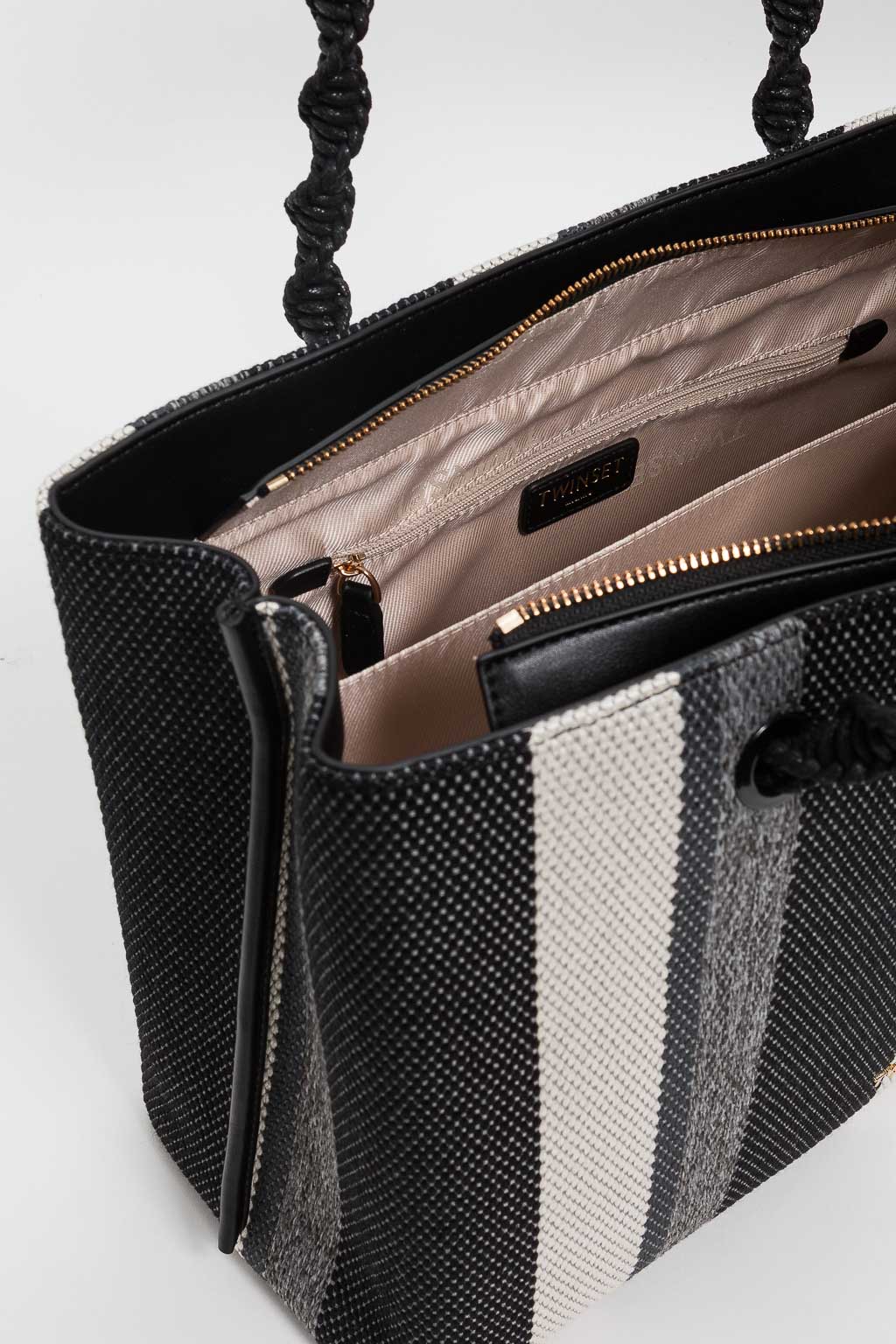 TWINSET Borsa Tote 261TD8061 Mul Neve Grigio Chiaro Melange Nero