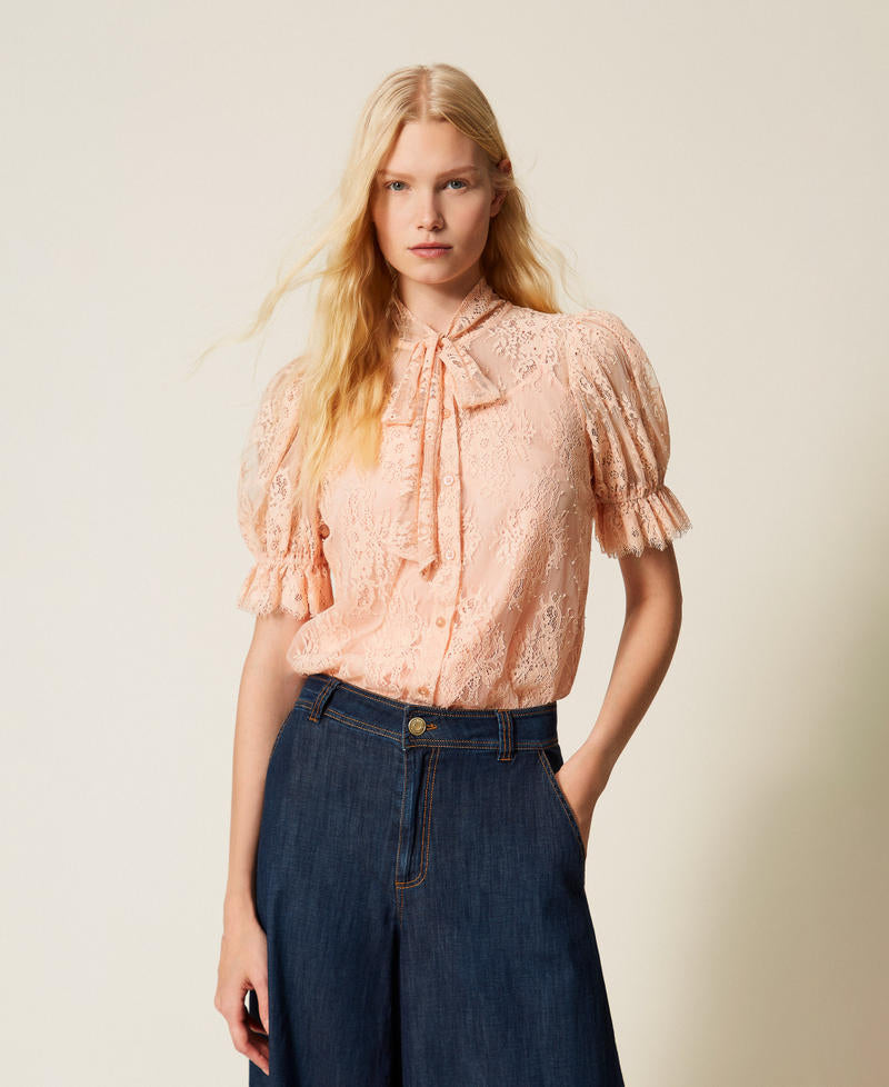 TWINSET Camicia in pizzo 261TP2625 Peach Pink