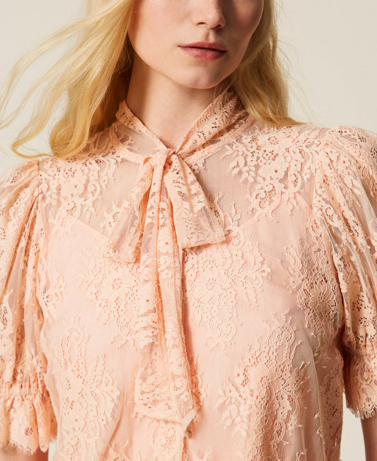 TWINSET Camicia in pizzo 261TP2625 Peach Pink