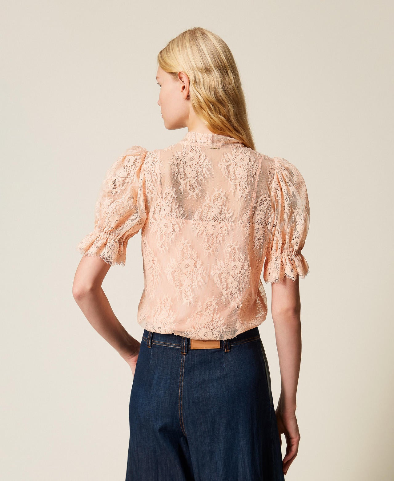 TWINSET Camicia in pizzo 261TP2625 Peach Pink