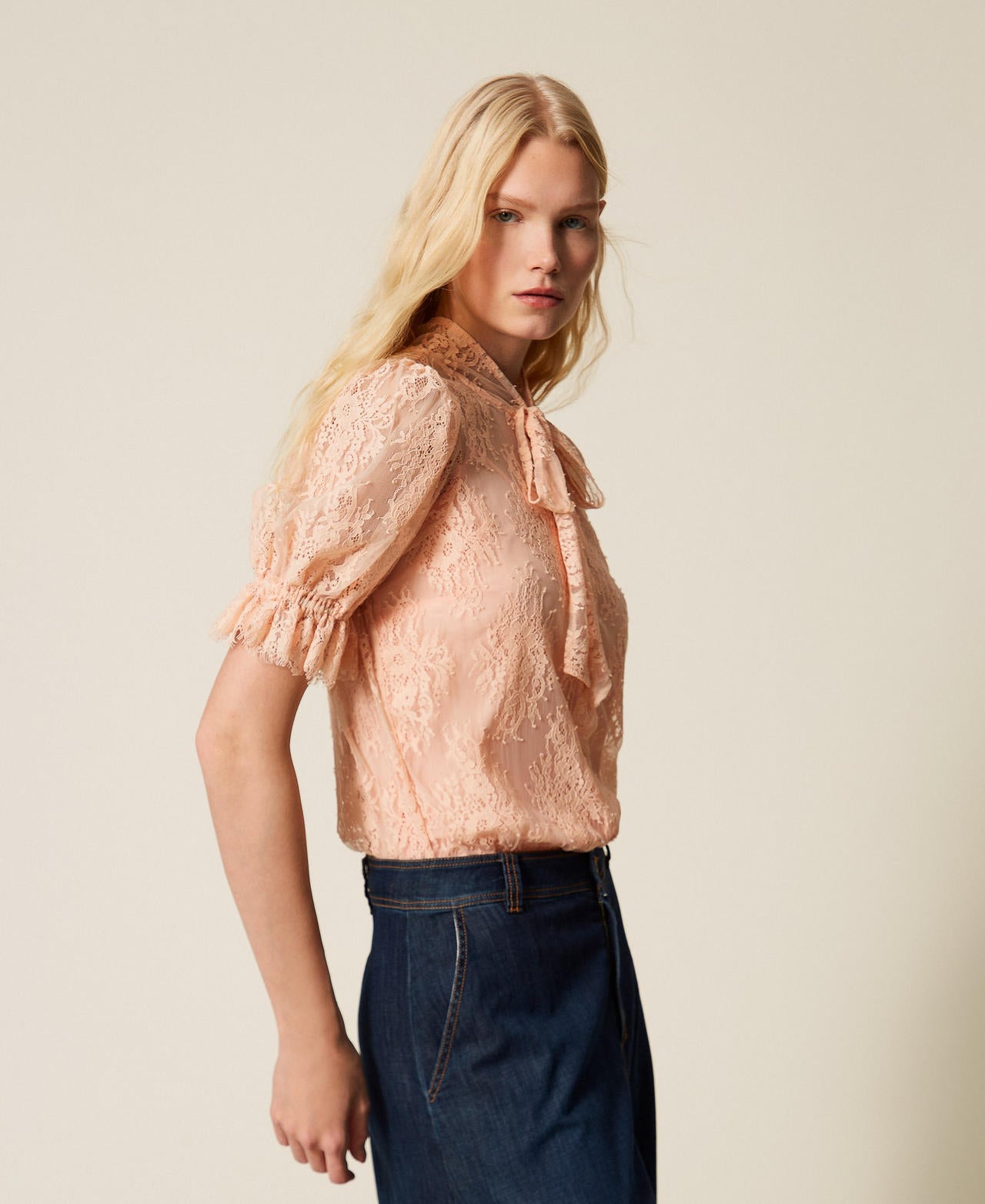 TWINSET Camicia in pizzo 261TP2625 Peach Pink