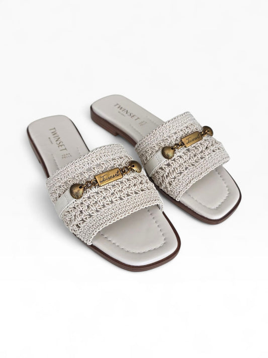 TWINSET Ciabattina Crochet Donna 261TGT044 Madreperla