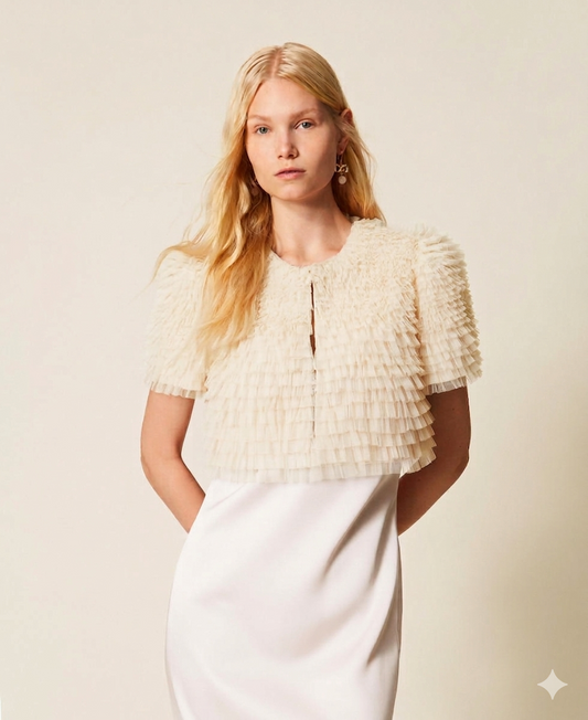 TWINSET Coprispalle con balze in tulle 261TP2573 Giglio