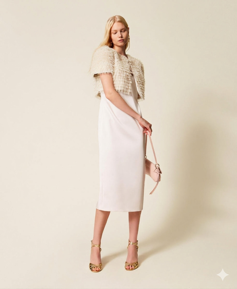 TWINSET Coprispalle con balze in tulle 261TP2573 Giglio