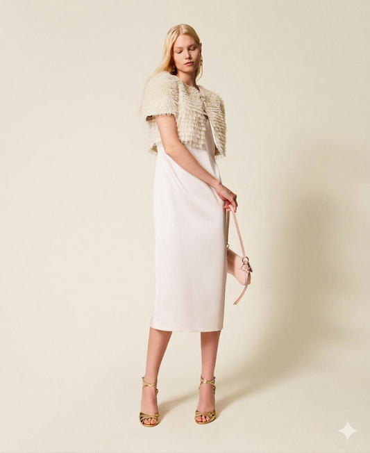 TWINSET Coprispalle con balze in tulle 261TP2573 Giglio