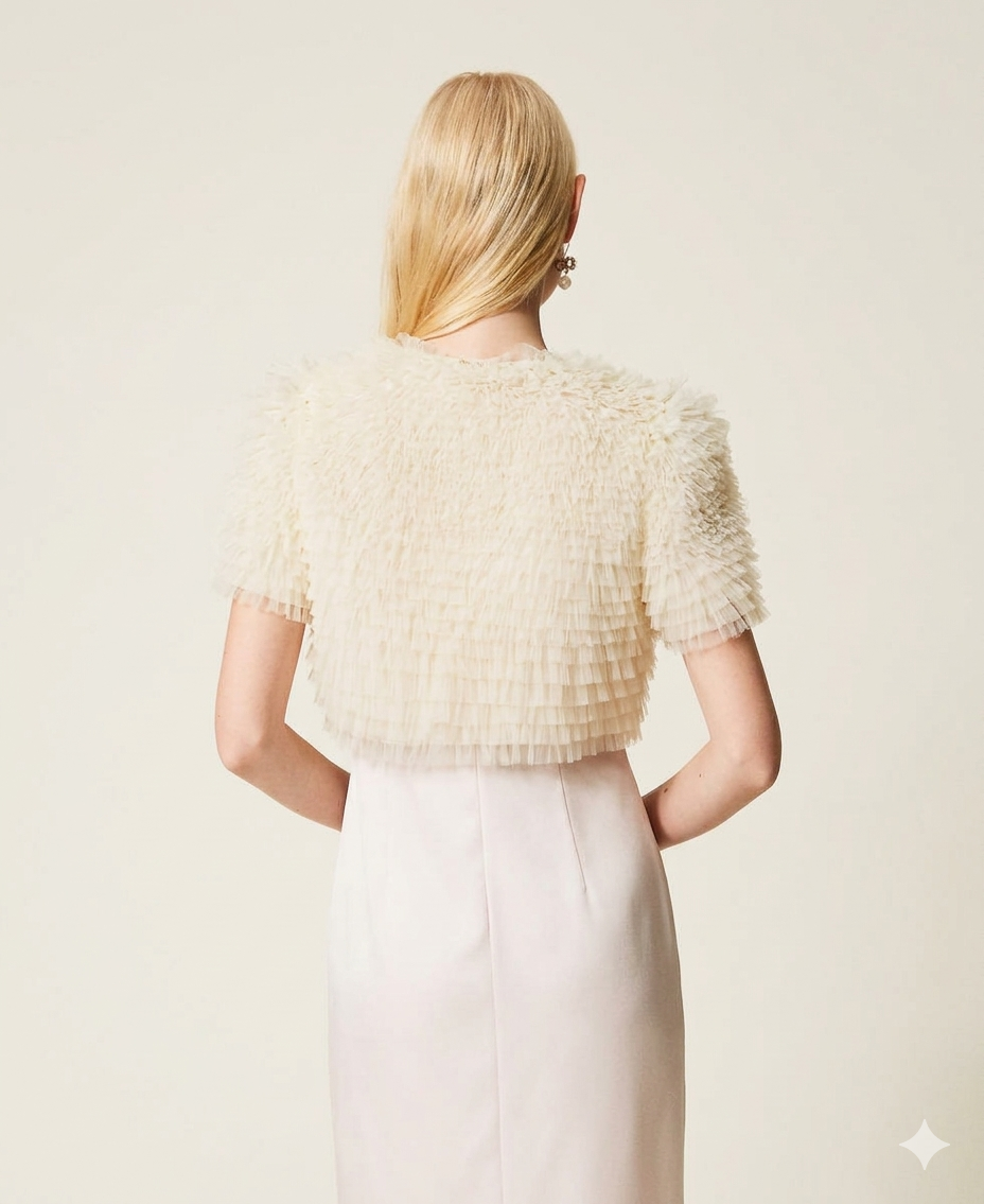 TWINSET Coprispalle con balze in tulle 261TP2573 Giglio