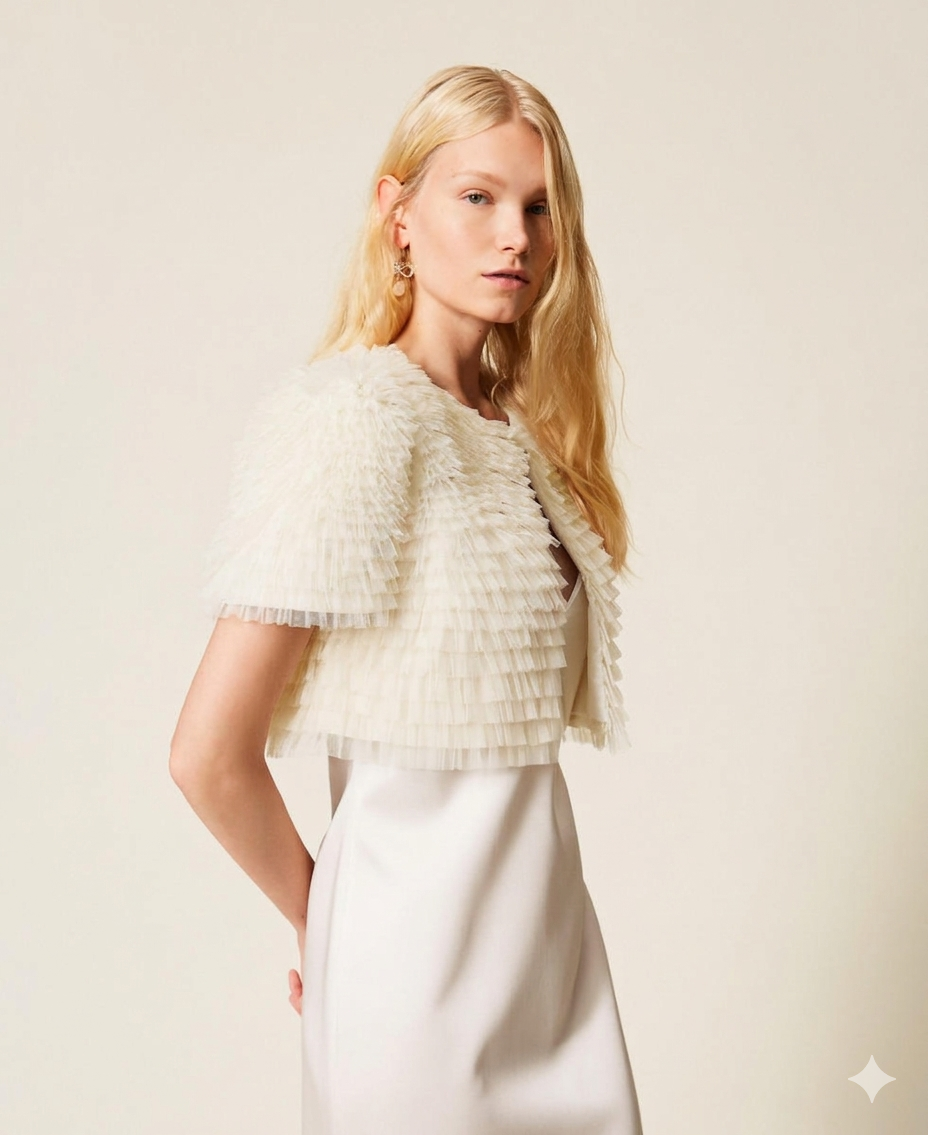 TWINSET Coprispalle con balze in tulle 261TP2573 Giglio