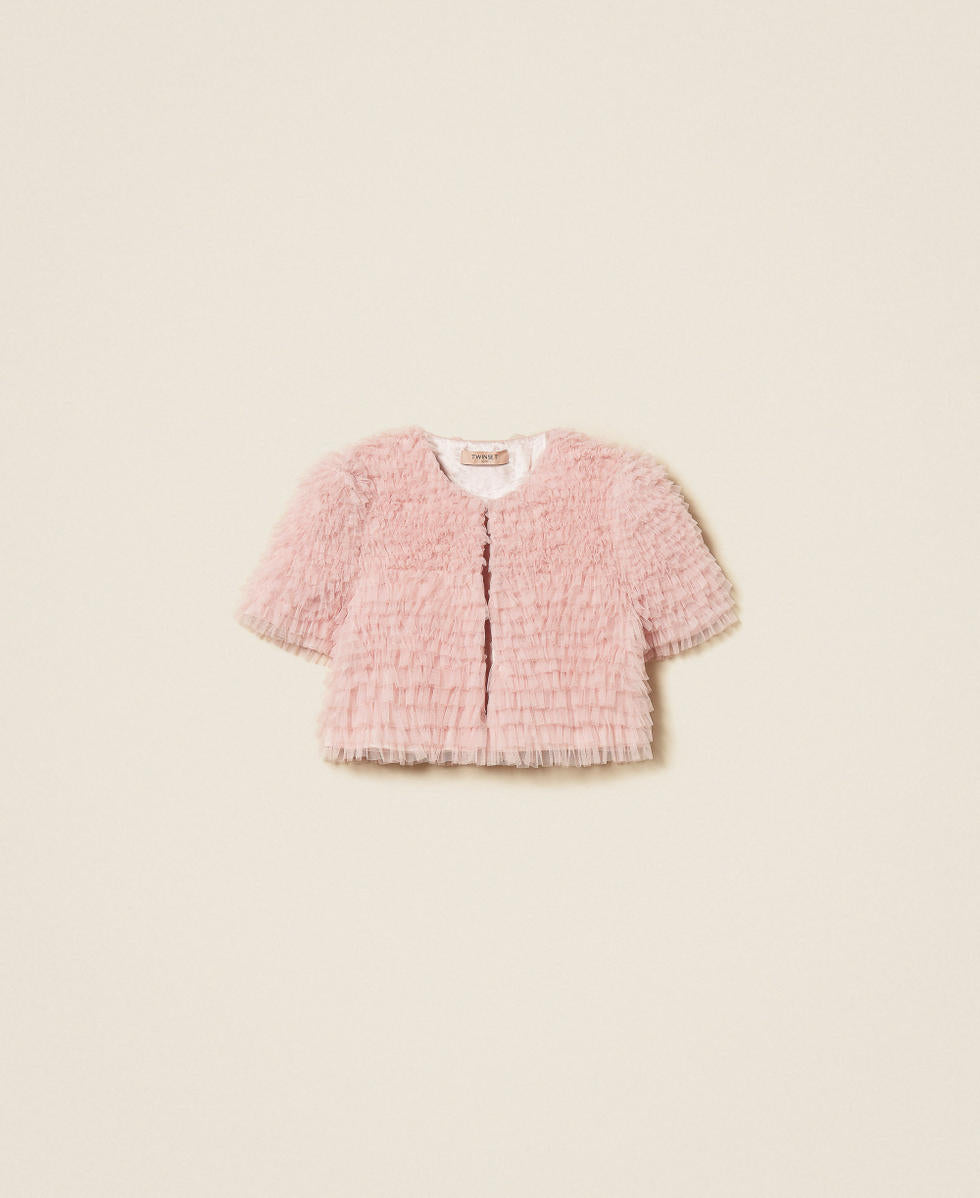 TWINSET Coprispalle con balze in tulle 261TP2573 Rosa Danza
