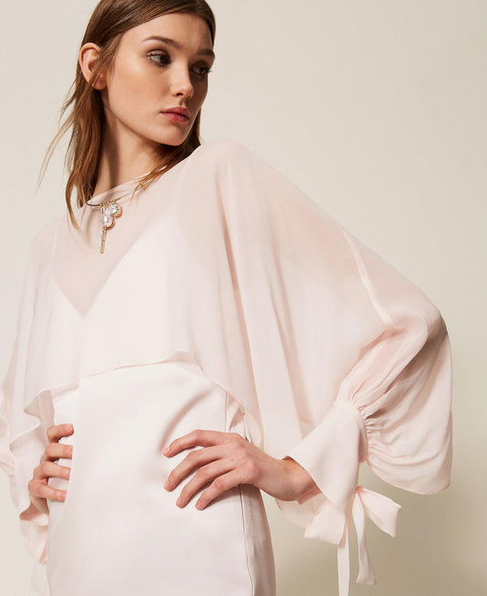 TWINSET Coprispalle cropped in georgette 261TP2791 Sabbia Rosa