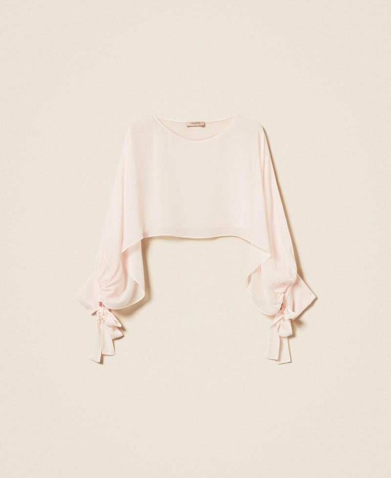 TWINSET Coprispalle cropped in georgette 261TP2791 Sabbia Rosa