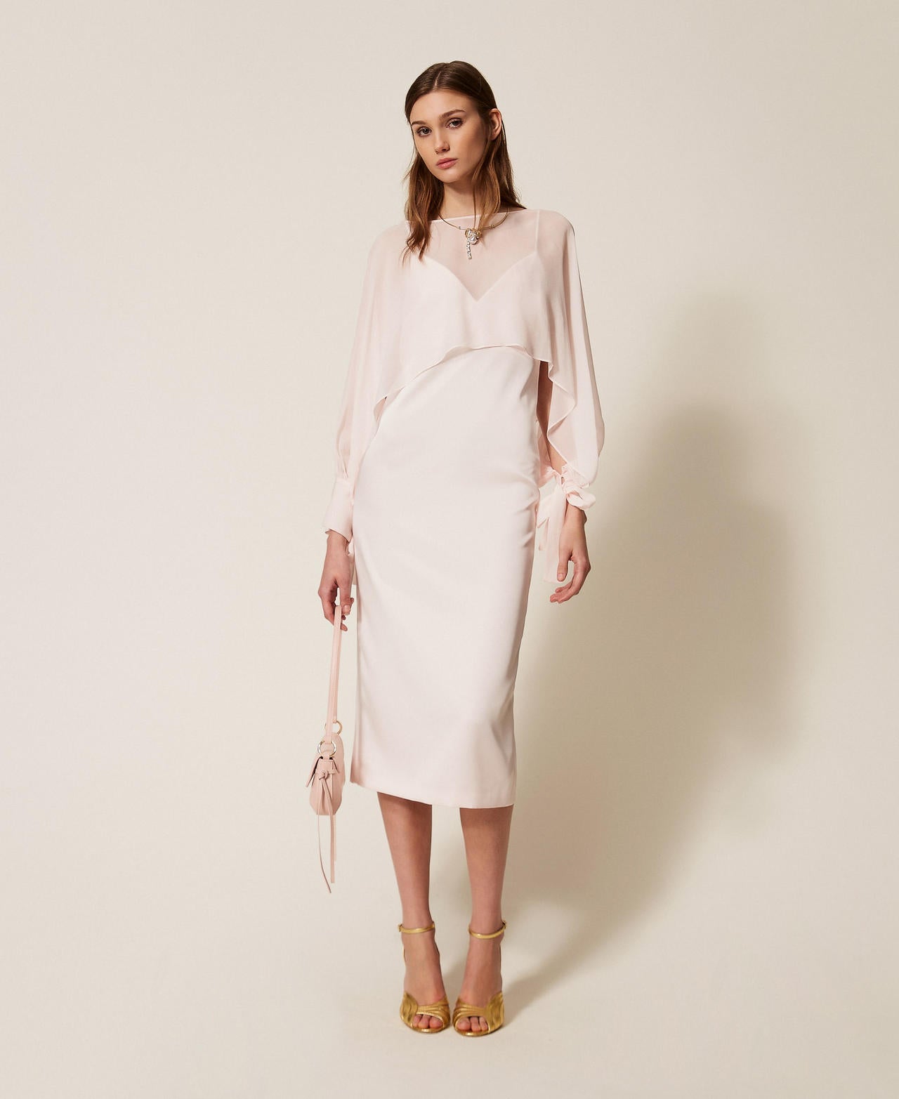 TWINSET Coprispalle cropped in georgette 261TP2791 Sabbia Rosa