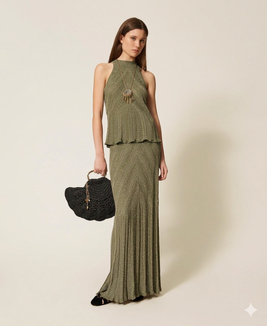 TWINSET Gonna 261TT3211 Verde Alpino Green Lurex