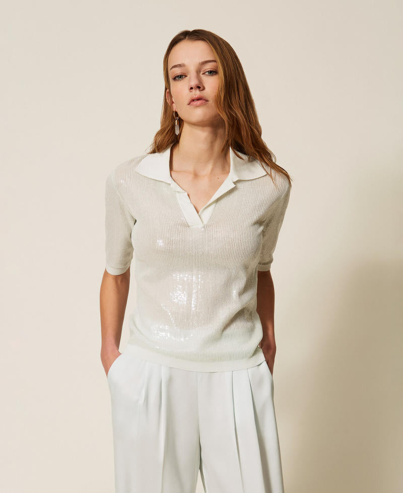 TWINSET Maglia a polo con paillettes
 261TP3300 Aqua