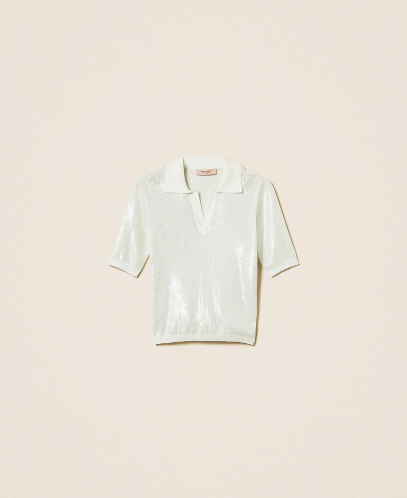 TWINSET Maglia a polo con paillettes
 261TP3300 Aqua