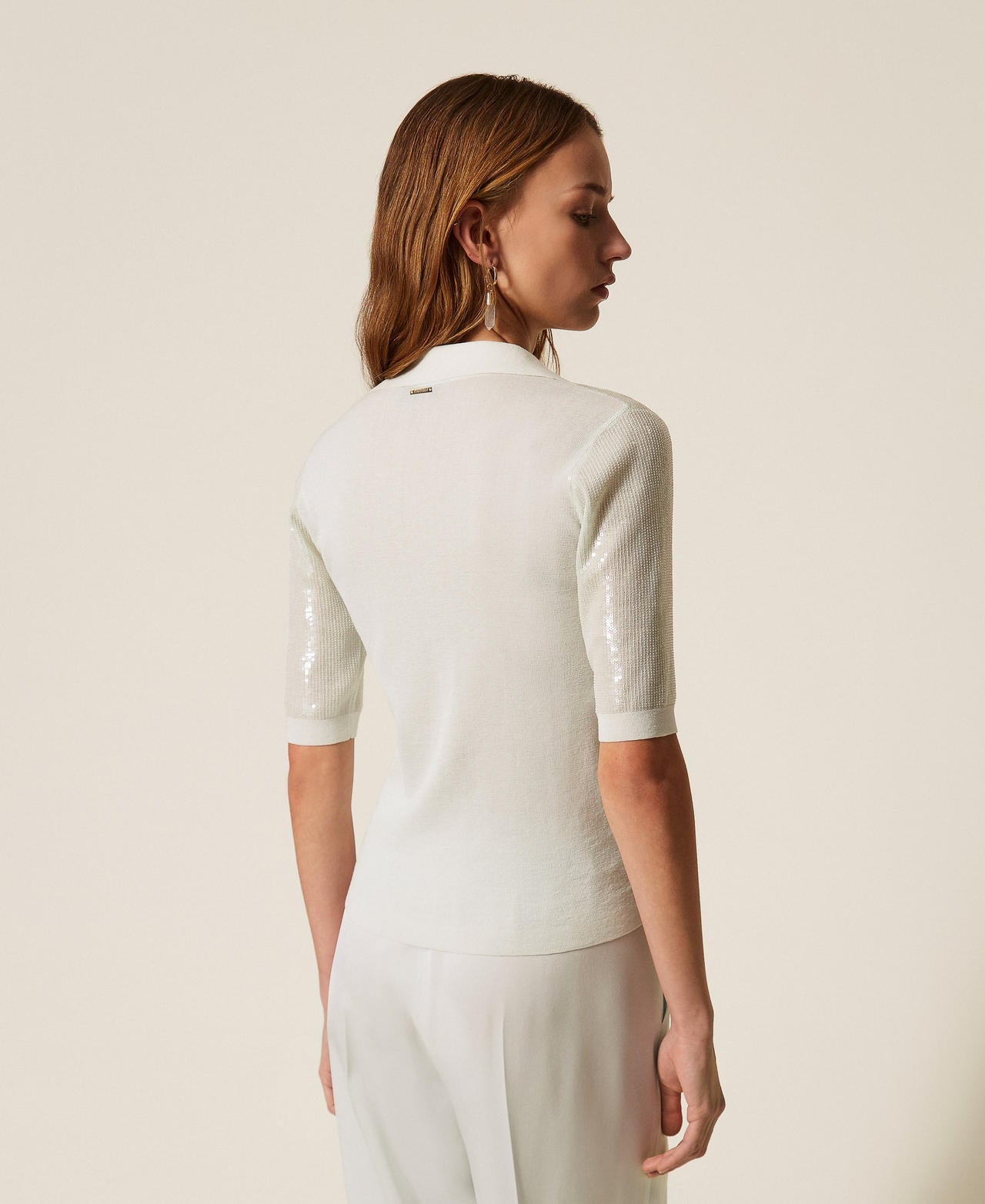 TWINSET Maglia a polo con paillettes
 261TP3300 Aqua