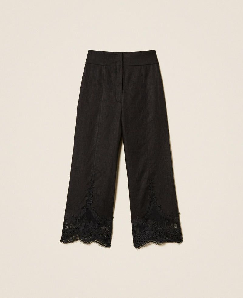 TWINSET Pantaloni cropped con pizzo 261TT2184 Nero