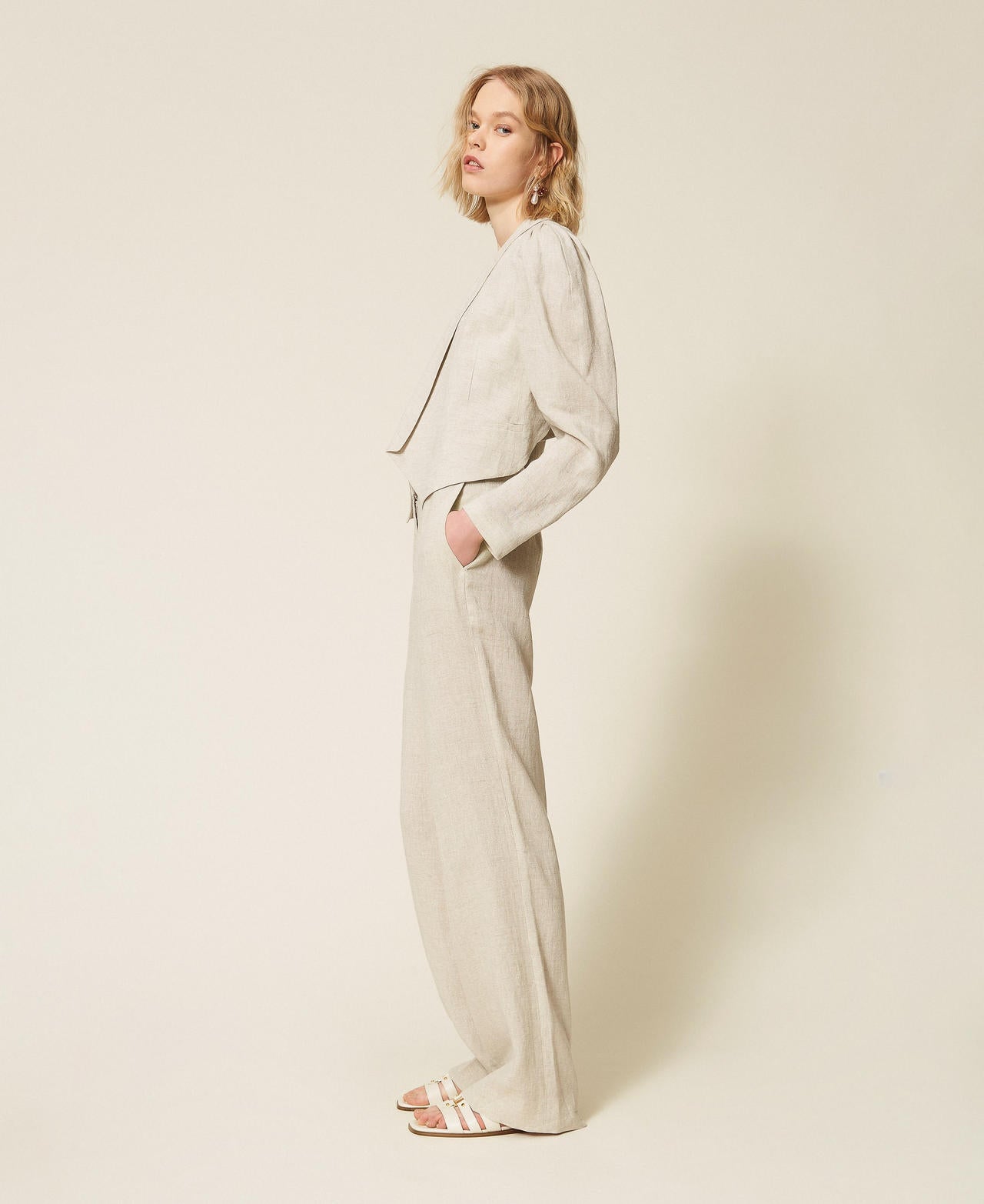 TWINSET Pantaloni dritti 261TT2521 Natural Bright Linen