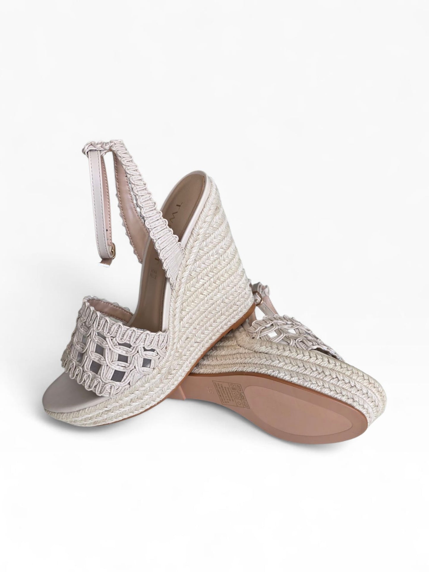 TWINSET Sandalo Zeppa Con Ricamo Donna 261TGT076 Madreperla