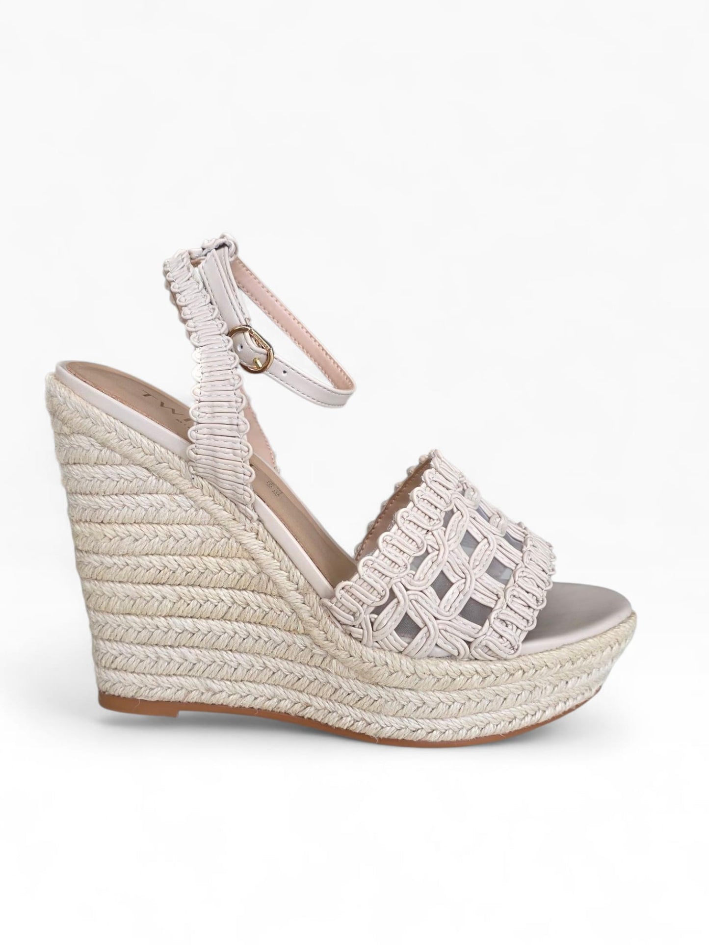 TWINSET Sandalo Zeppa Con Ricamo Donna 261TGT076 Madreperla