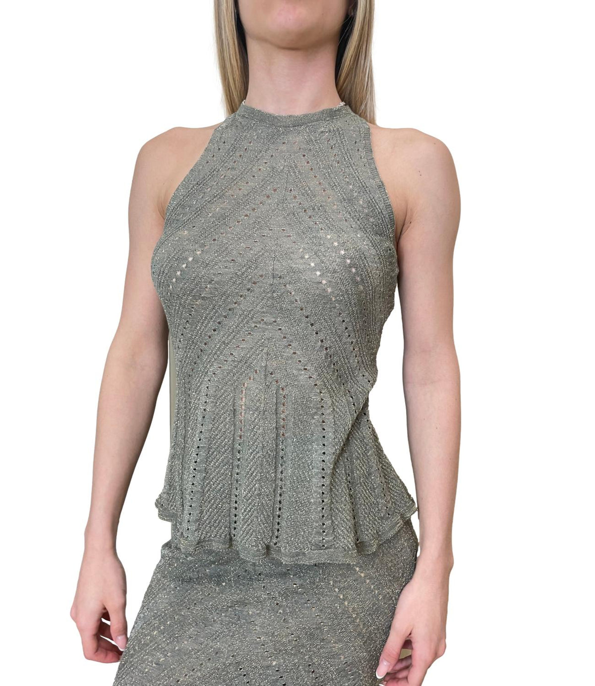 TWINSET Top 261TT3210 Verde Alpino chiaro Lurex