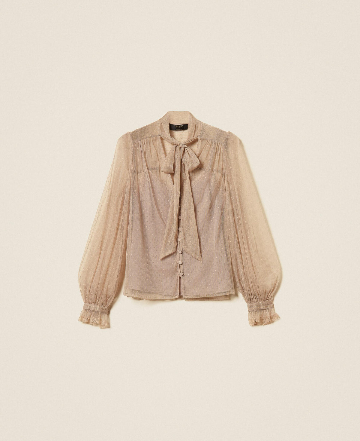 TWINSET Camicia in tulle con lurex 262TT2153 Mastice
