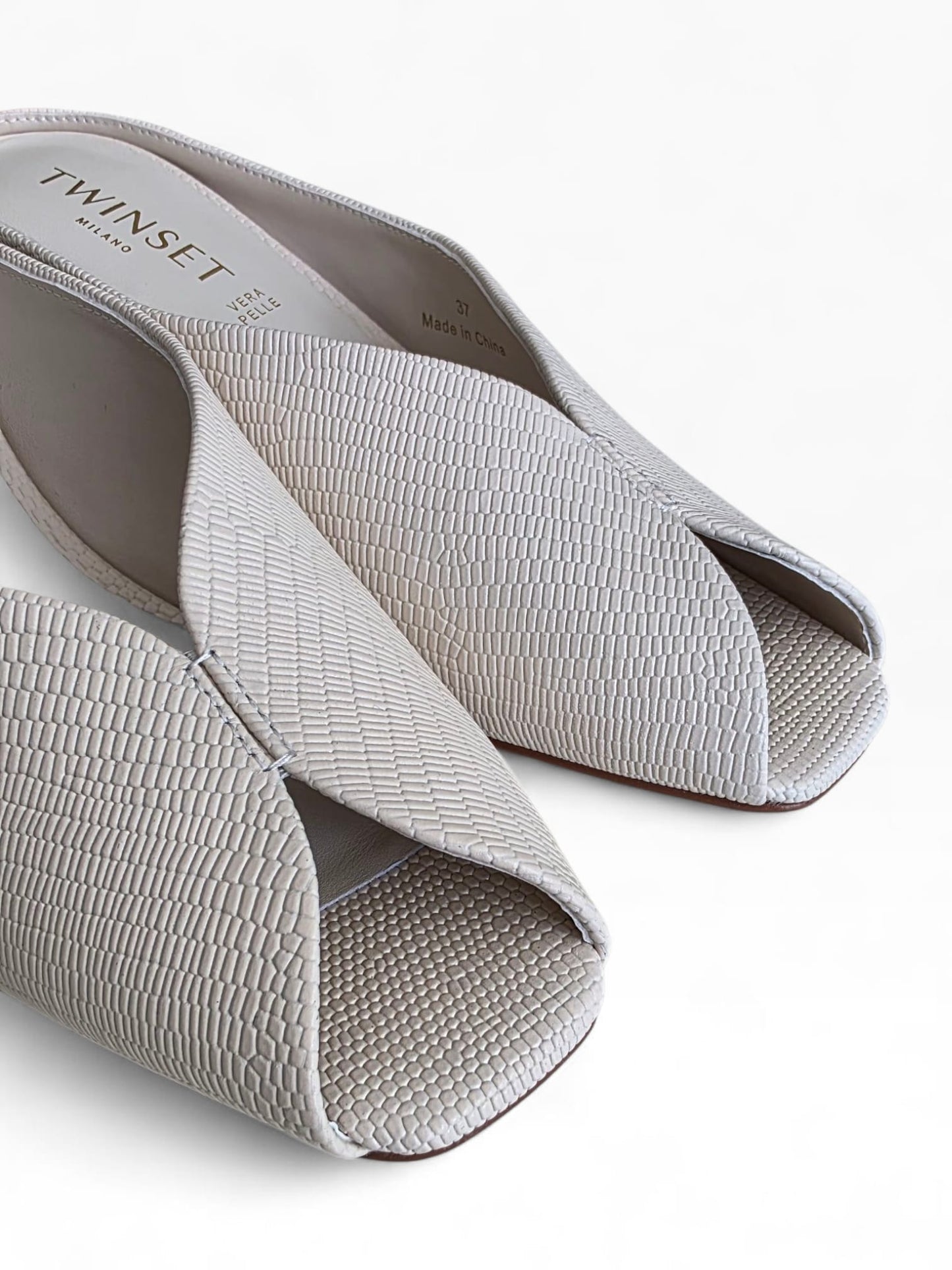 TWINSET Sandalo Mule In Pelle Donna 261TGT018 Tejus Madreperla