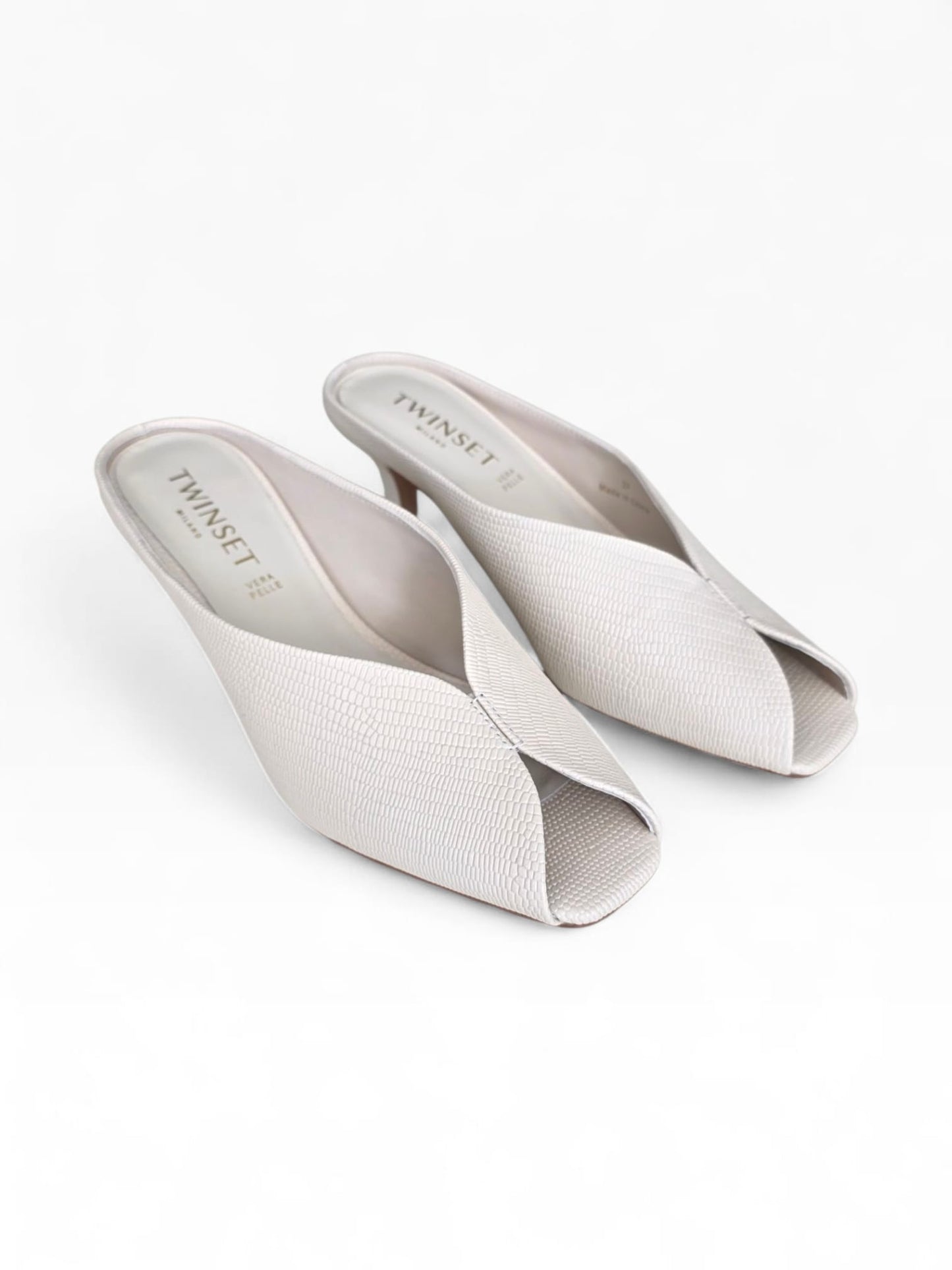 TWINSET Sandalo Mule In Pelle Donna 261TGT018 Tejus Madreperla