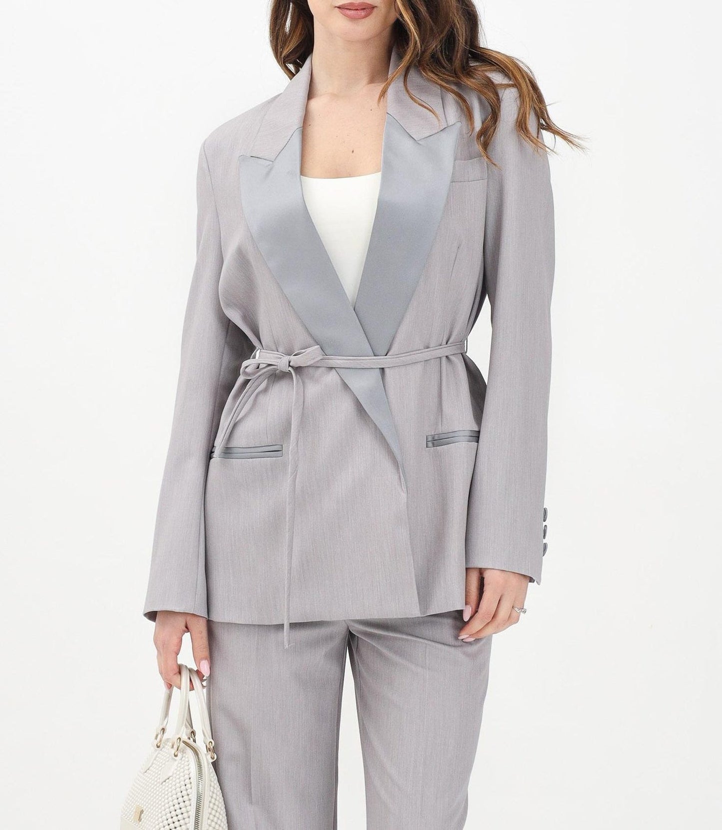 VICOLO Giacca con cintura TD0230 Grigio