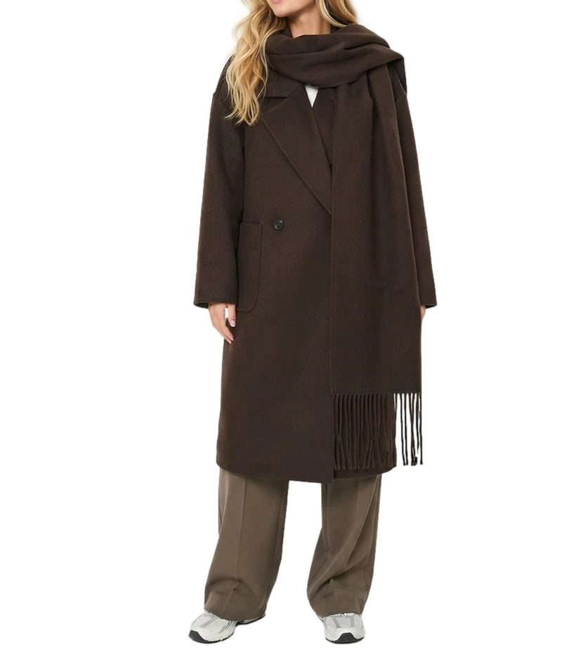 VICOLO Cappotto con Sciarpa TAC0022 Fondente