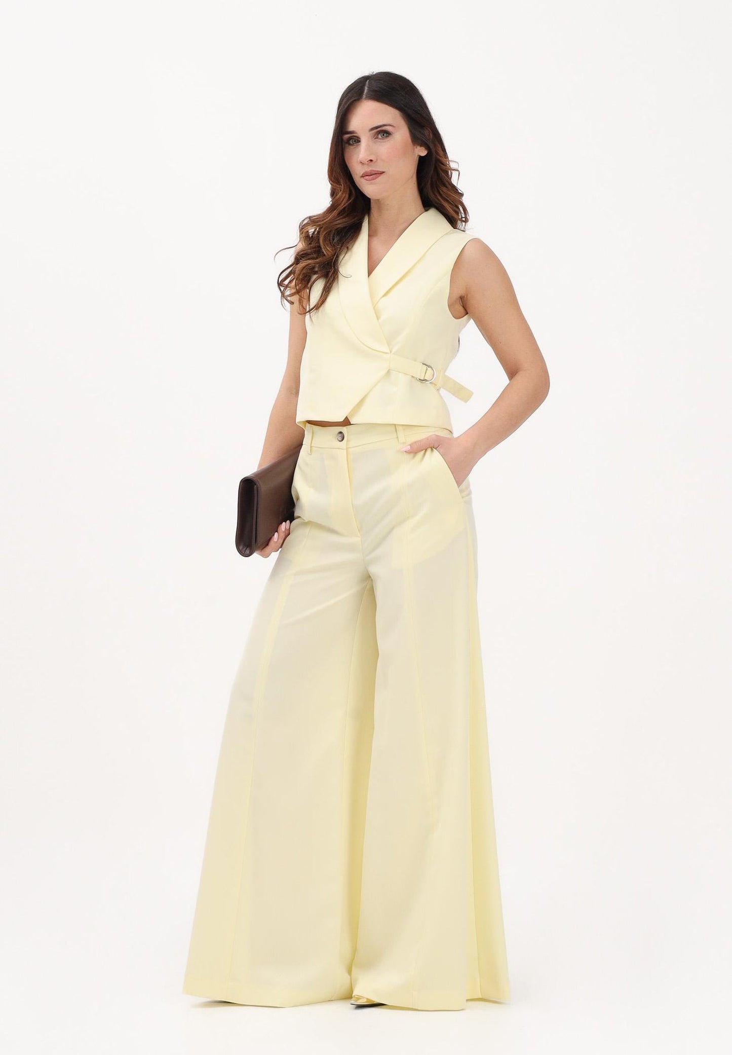 VICOLO Pantaloni TAB0130 Giallo Paglierino