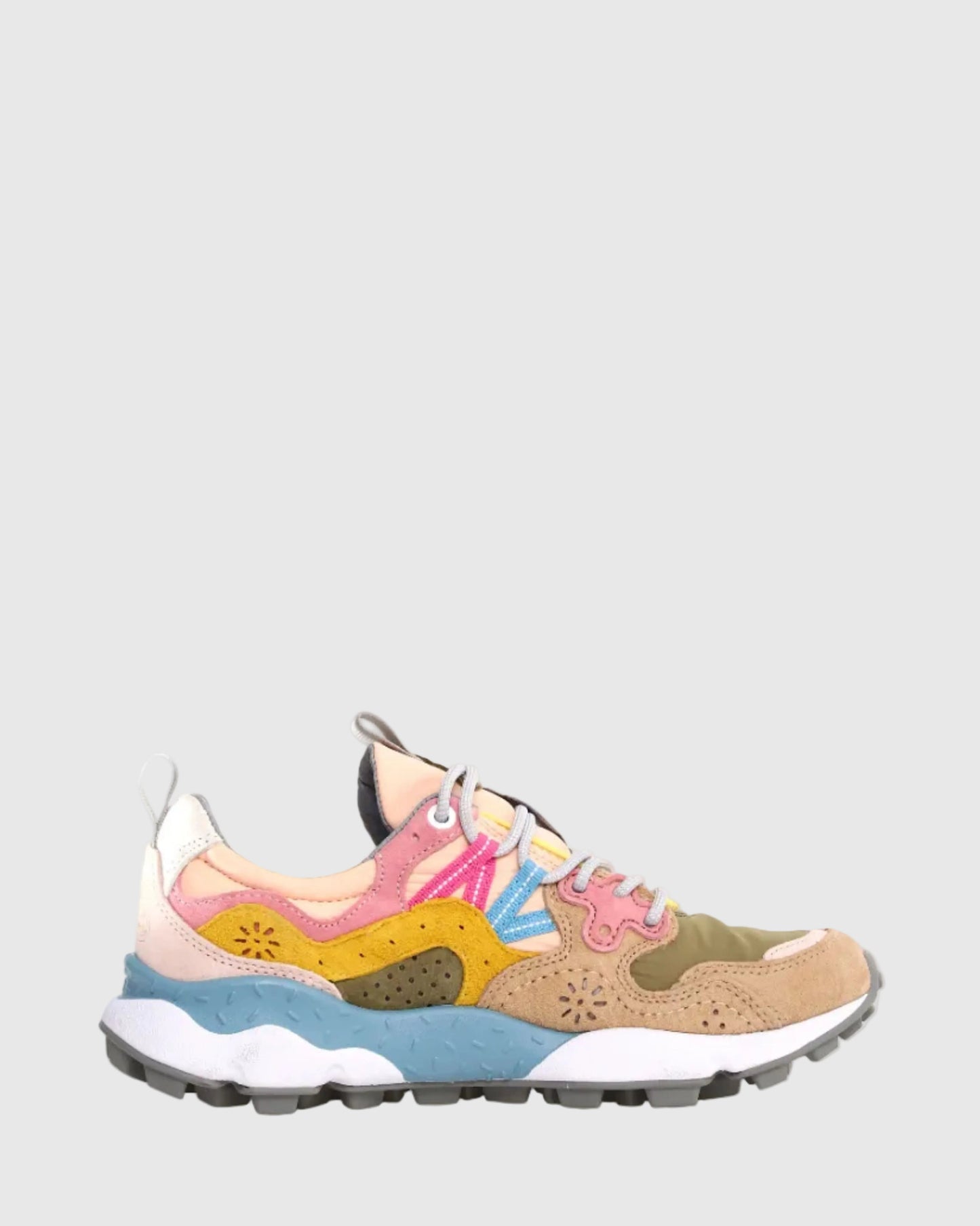 FLOWER MOUNTAIN Sneakers Donna YAMANO 3 WOMAN Suede Nylon Beige Militare Pink