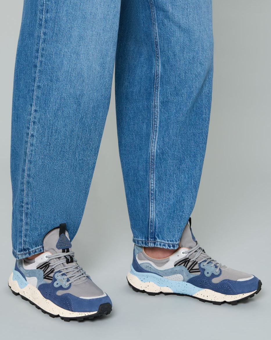 FLOWER MOUNTAIN Sneakers Uomo YAMANO 3 MAN SUEDE/NYLON  Col. LIGHT BLUE DEEP PETROL STONE