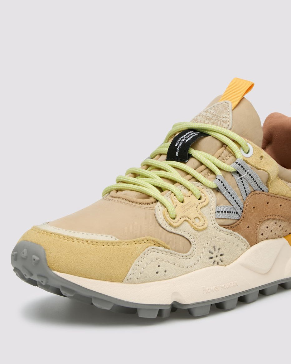 FLOWER MOUNTAIN Sneakers Uomo YAMANO 3 UNI Suede Nylon Pale Yellow Light Beige Off White