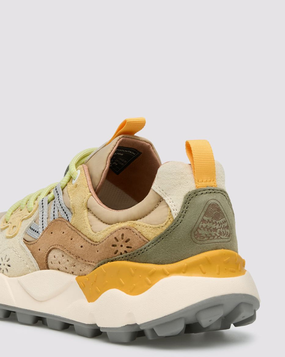 FLOWER MOUNTAIN Sneakers Uomo YAMANO 3 UNI Suede Nylon Pale Yellow Light Beige Off White