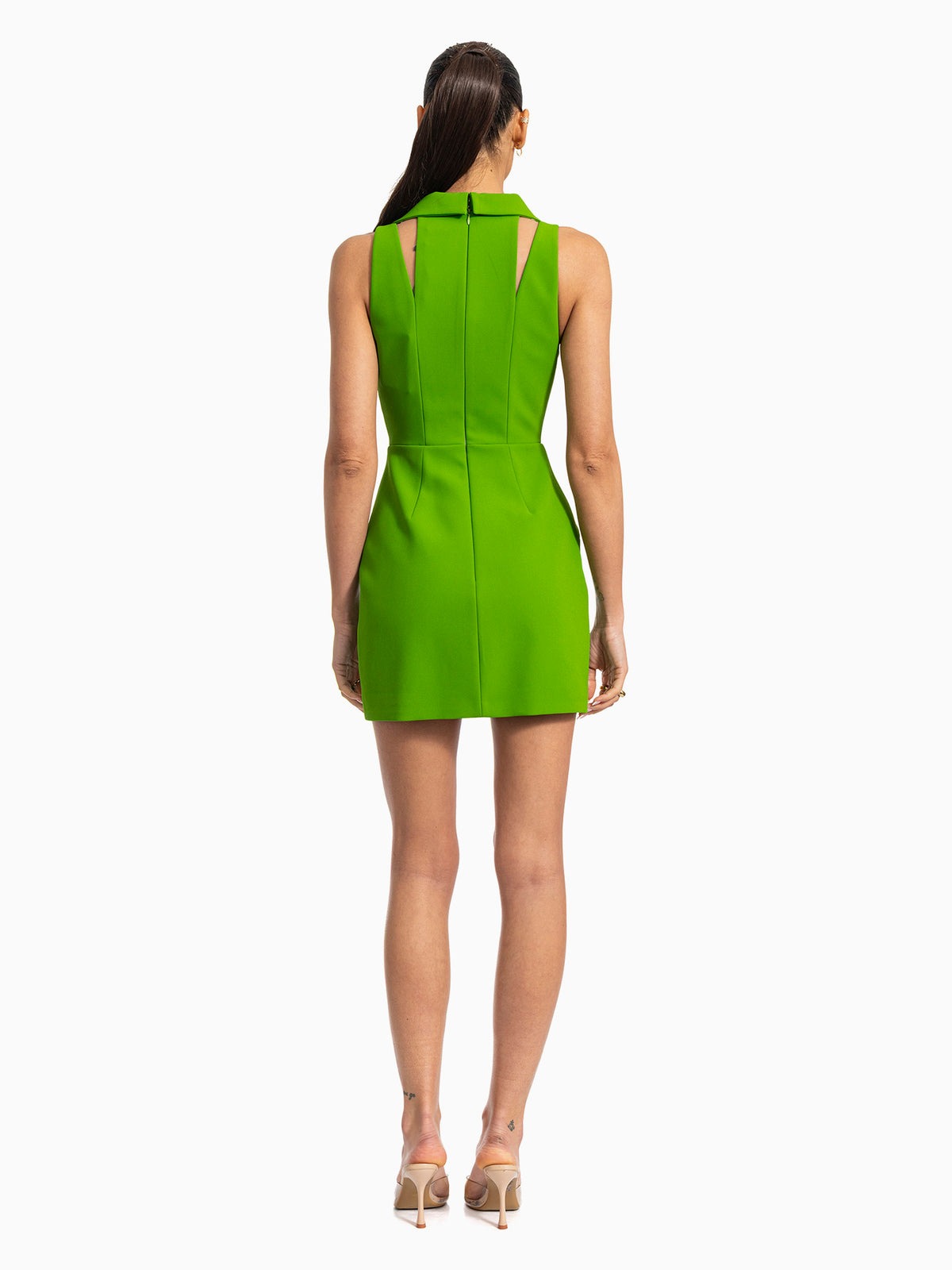 ELISABETTA FRANCHI Double stretch crêpe dress with logo details AB92461E2 Aloe