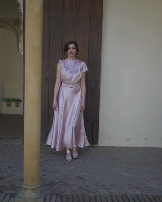 SONIA PENA Abito midi con cintura 21260010 Rosa
